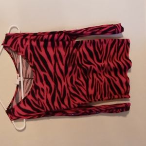 BONGO Juniors Pink w Black Stripes Blouse sz SM